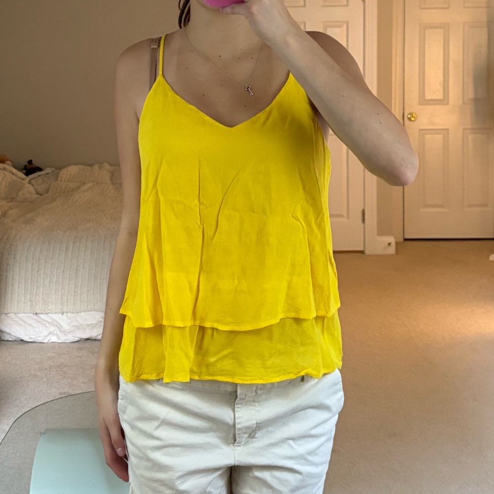 LOFT Bright Yellow Layered Camisole